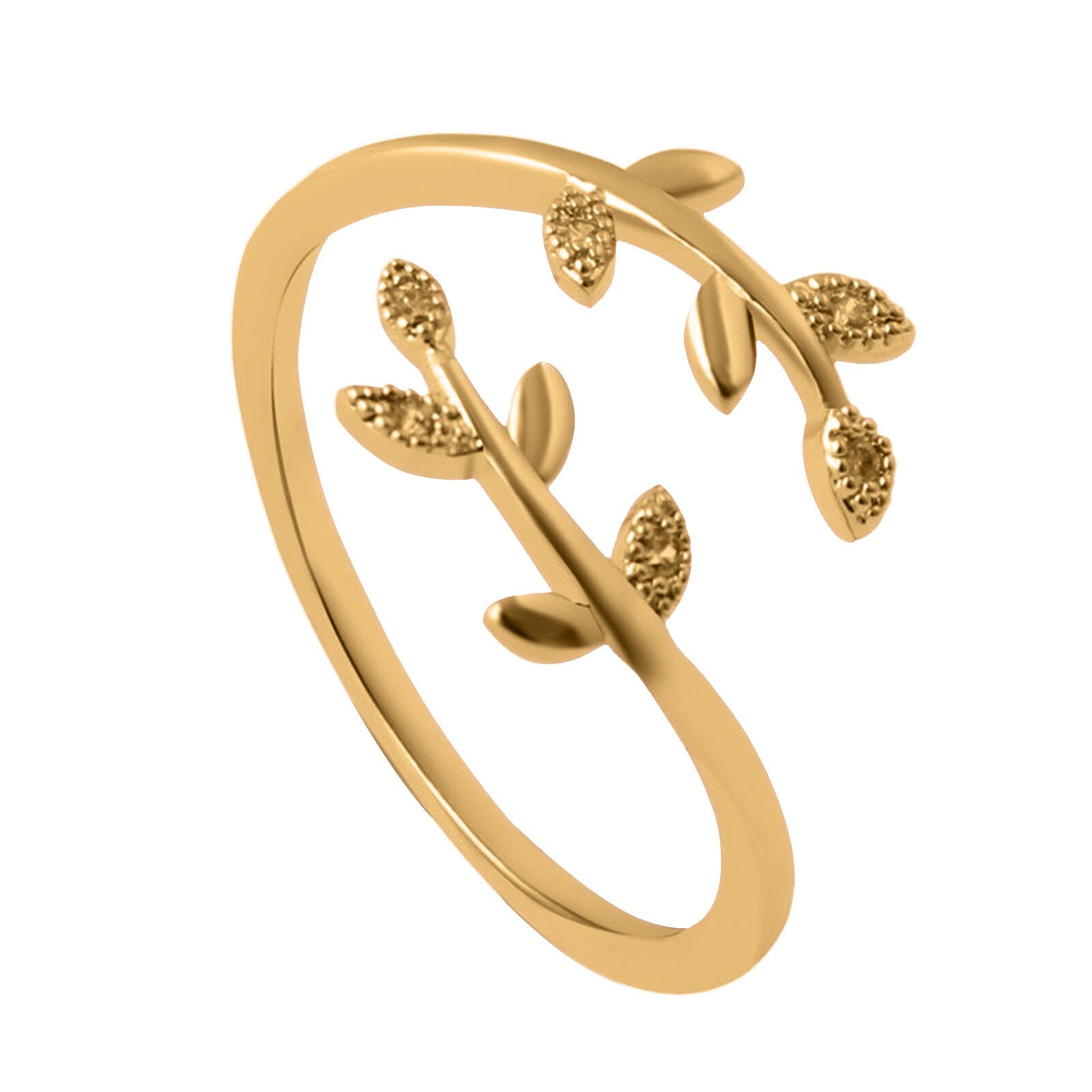 Anillos de hojas abiertas a la para mujer y niña, oro rosa, planta ajustable, nudillo, anillo de compromiso, joyería para y boda