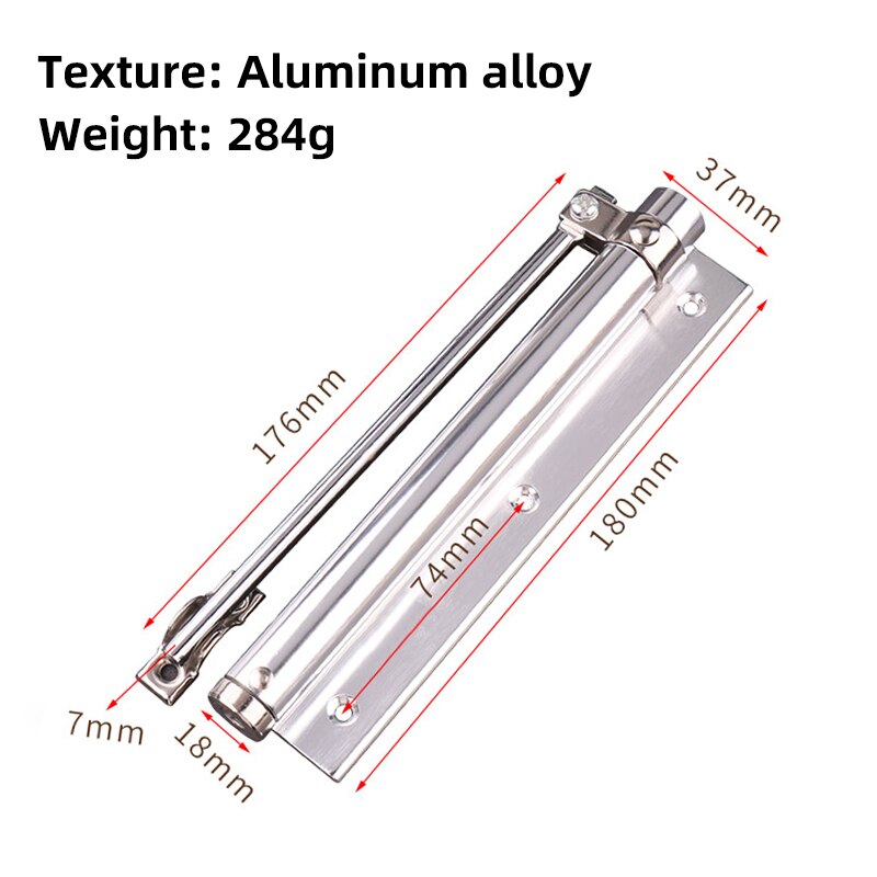 Mx justerbar automatisk dörrstängningsanordning, dörrstängare i aluminiumlegering, inbyggd stark fjäder, lämplig för branddörr 40kg: Stor