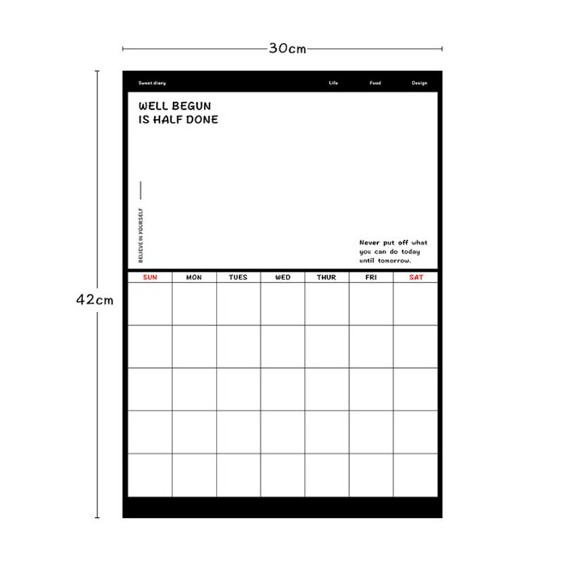 Whiteboard Size Monthly And Weekly Schedule Dry Wipe Magnetic Refrigerator Calendar Message Post Whiteboard Fridge Magnet: Bsh24