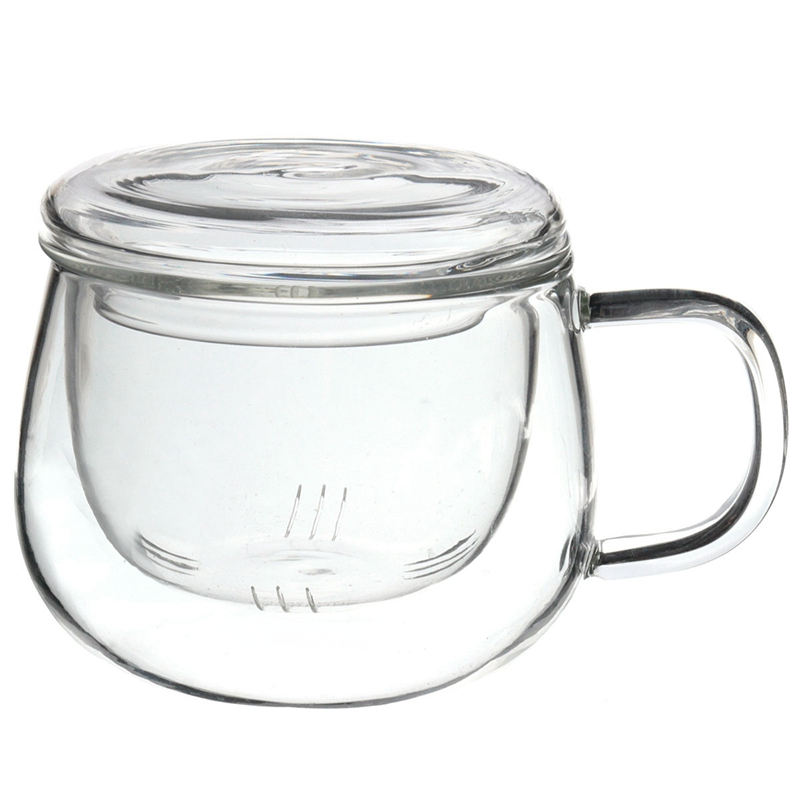 Arshen Duurzaam 3 in 1 Set 320 ml Clear Hittebestendige thee Koffie met Thee-ei Filter Deksel Gebruik voor Thuiskantoor