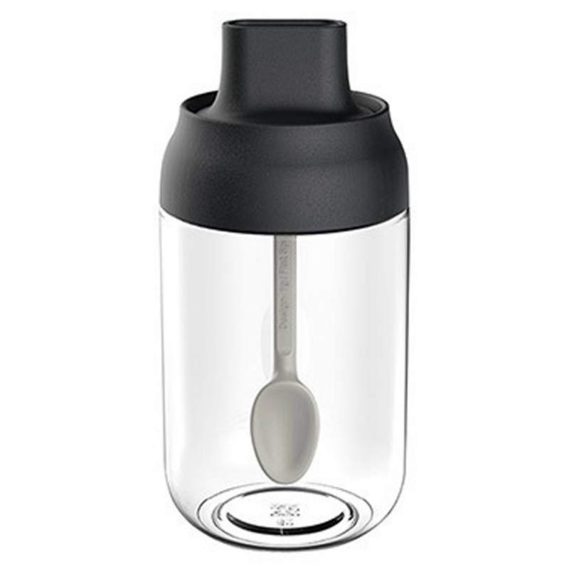 Kitchen Glass Transparent Seasoning Bottle Salt Spice Jar With Spoon Honey Moisture-Proof Jar: B1