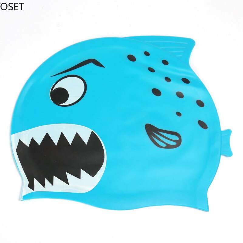 Neue Kinder Kinder Wasserdichte Schwimmen Kappe Cartoon Tier Schwimmen Pool Strand Silikon Kappen Hut Schützen Ohren Lange Haar Für Jungen mädchen