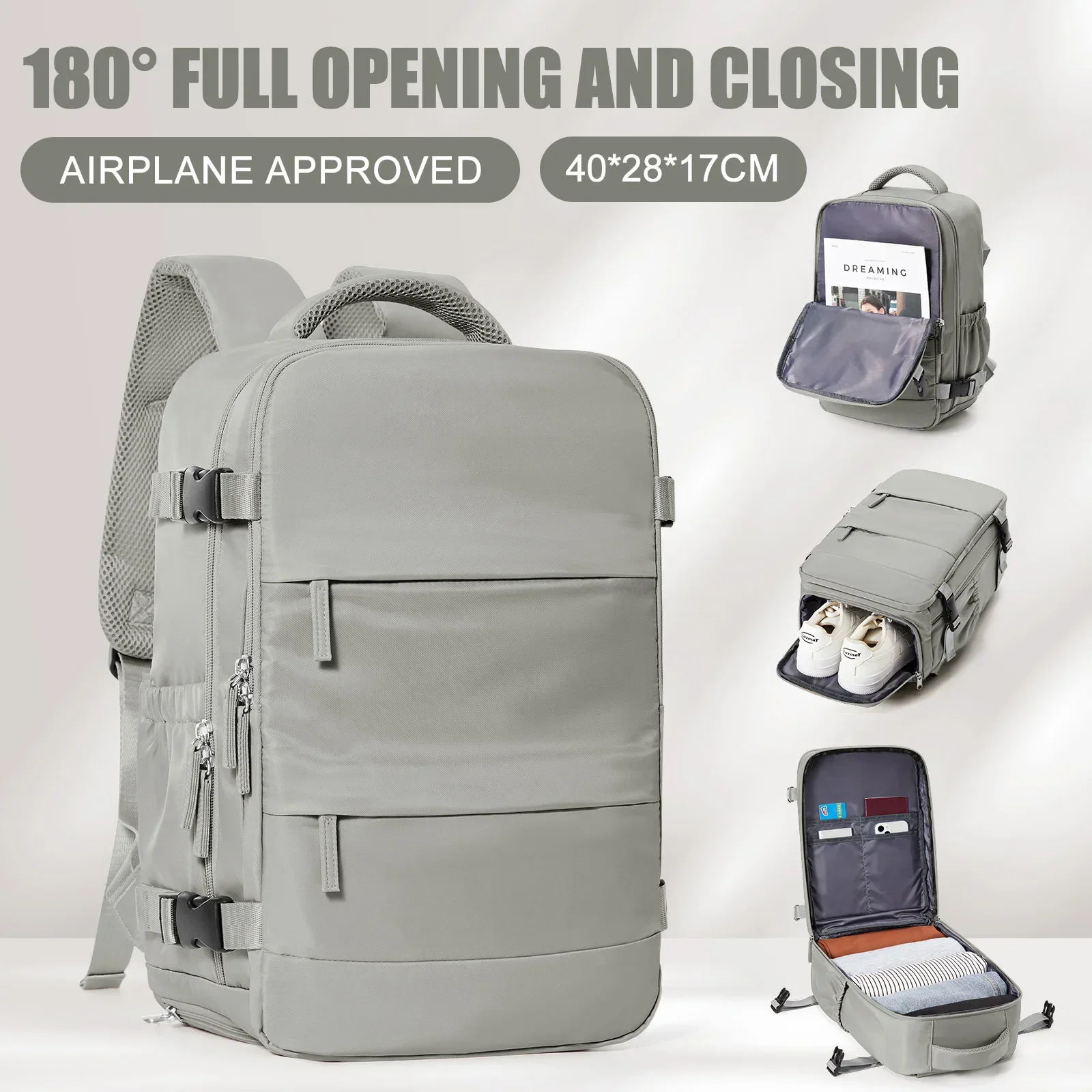 Damen Herren Handgepäck Rucksack Business Laptoptasche College Reiserucksack Wasserdicht Handgepäck Kabinenrucksack Wizzair 40x30x20: Himmel Blau