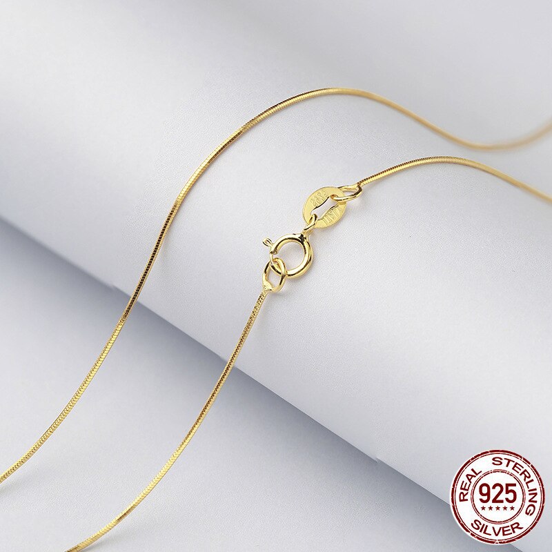 Collana a catena a serpente da 1 mm in argento sterlina 100% 925 per donna, gioielli in argento / oro per uomo 40 cm, 45 cm, 50 cm, 55 cm, 60 cm, 70 cm