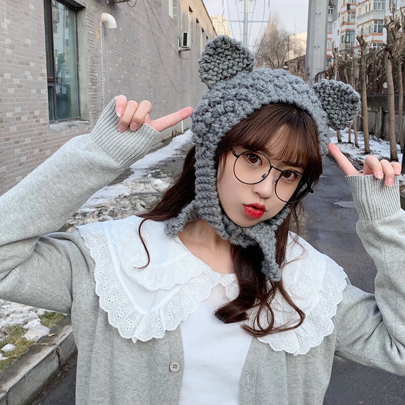 22 farben Frosch Hütte Mützen Gestrickte Winter Hütte Solide Hüfte-hüpfen Skullies Hütte Kappe Zubehör Warme Winter SchöNe weihnachten M026