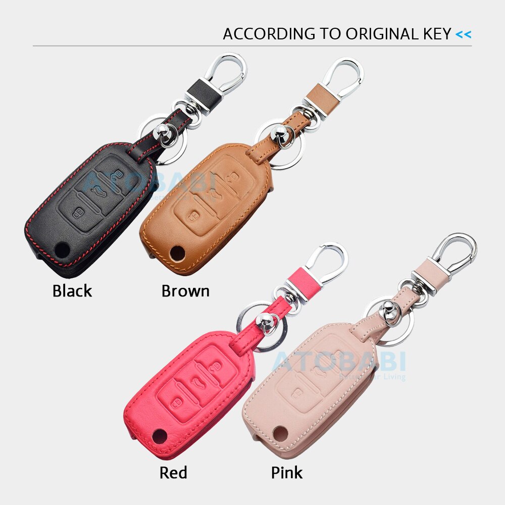 Housse de clé de voiture en cuir pour VW Volkswagen Golf 6 Polo Passat Seat Ibiza Leon Skoda Octavia Fabia 3 boutons étui de télécommande pliable
