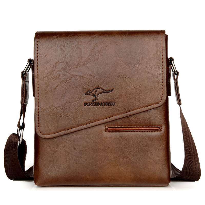 Brand Classic Men Bag Vintage Style Casual Men Leather Messenger Bags Male CrossBody Shoulder Business Bags For Men: Brown