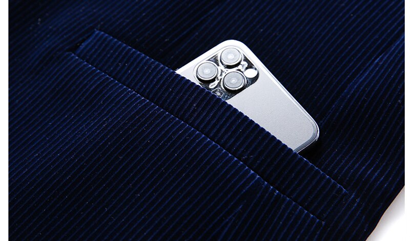 Winter Blauw Corduroy Heren Pak Jas Slim Fit Single Breasted Blazers Mannen Zakelijke Formele Casual Blazer Hombre