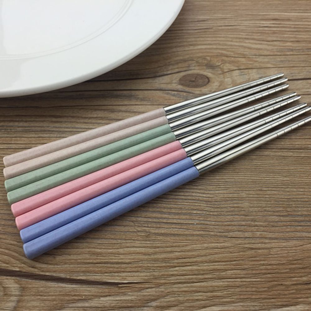 Palillos de Metal chino de acero inoxidable 304, palitos de viaje portátiles, palitos de comida reutilizables para Sushi Hashi