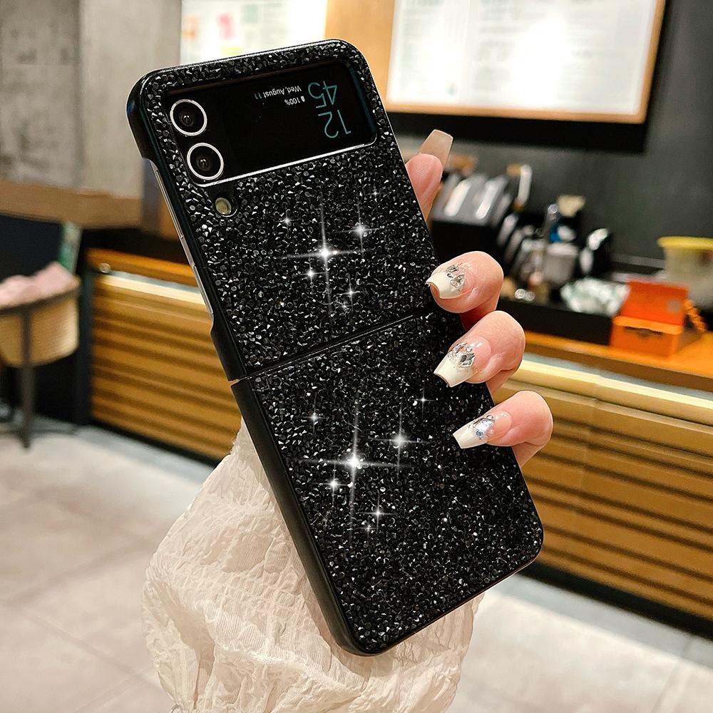 Funda de teléfono de lujo con diamantes de imitación y diamantes de imitación para Samsung Galaxy Z Flip 6 5 4 3 5G, funda suave ultrafina con protección a prueba de golpes