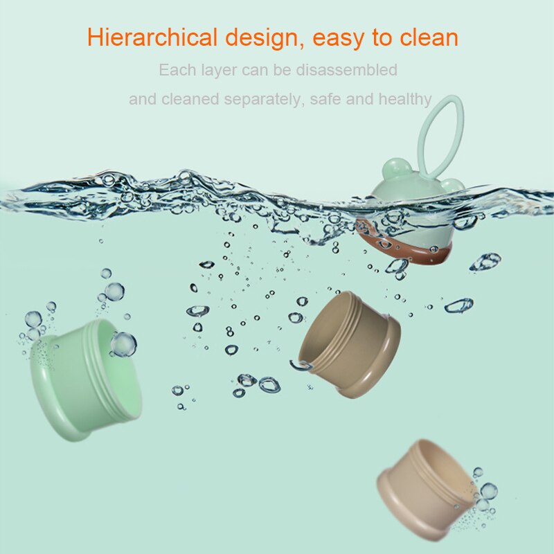 Color baby three-layer milk powder box Independent layered milk powder grid Children's portable rotating milk powder box