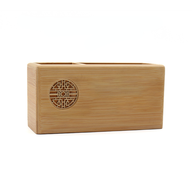 Porte-stylo en bois massif sculpté en creux, accessoires de bureau, organisateur de crayons en noyer pour bureau: Gris foncé