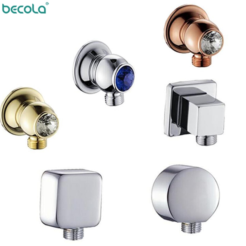 BECOLA, , cromado, accesorios para grifos de baño, oro rosa, latón, montado en la pared, Conector de manguera de ducha, Unidad de codo de pared
