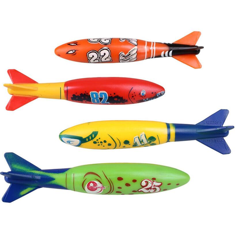 Underwater Swim Pool Diving Toys Summer Swimming Dive Toy Sets Water Rings,Sticks,Octopus,Torpedo Bandits,Fish & Balls: 4PCS Torpedo