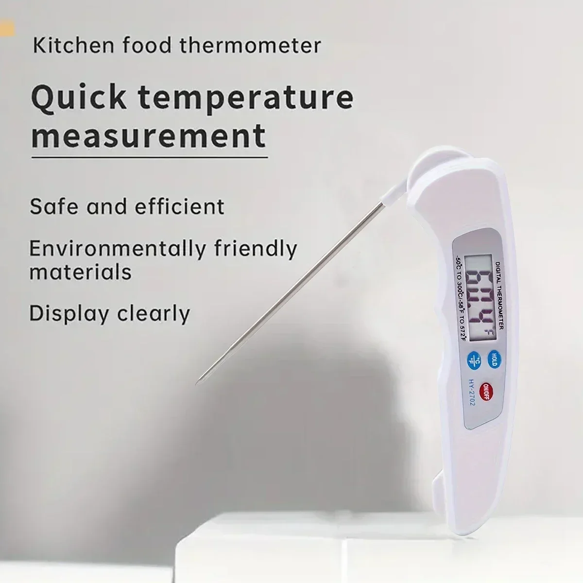 Opvouwbare vleesthermometer - magnetische roestvrijstalen voedselsonde, waterdichte digitale kookthermometer voor barbecue- en keukengebruik