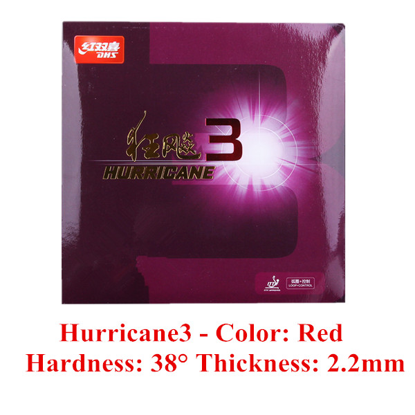 DHS Hurricane 3 H38 Control / Loop Pips-in Table Tennis (PingPong) Rubber With Sponge: Red H38 2.2mm