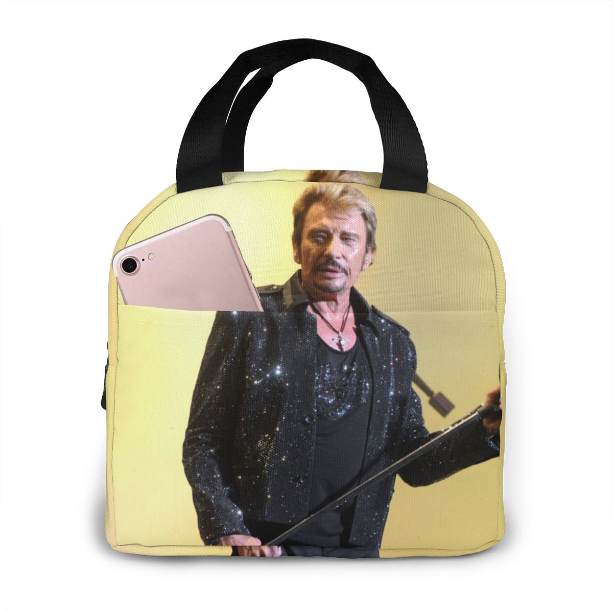 Johnny Hallyday mittagessen tasche kid frauen isolierung tragbare wasserdichte picknick coole tasche frühstück schule wiederverwendbare lebensmittel tasche neue: Black7