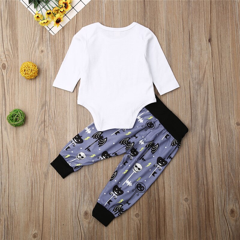 Halloween babykleding voor jongens, 2 kleuren , 2 stuks peuterkleding voor jongens en meisjes, t-shirt, topjes en broekjes, outfitsset