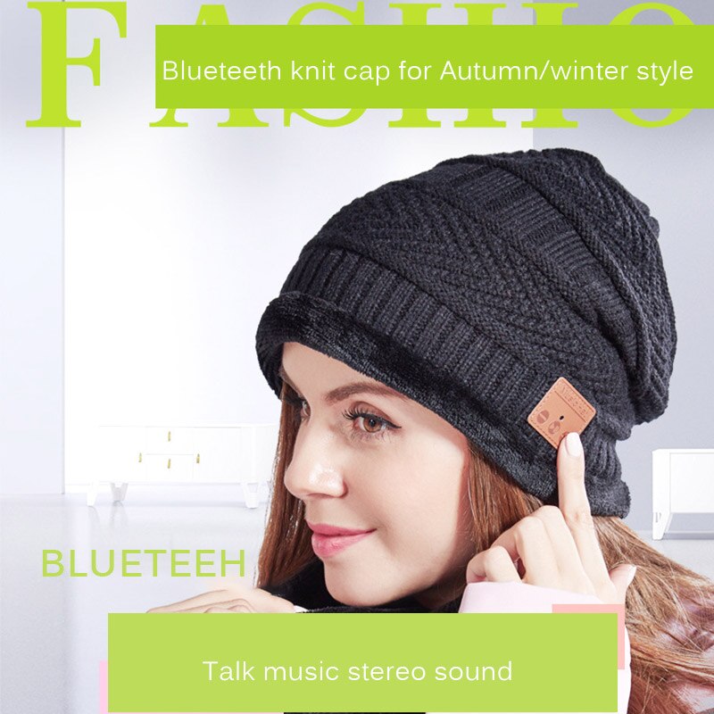 Unisex V5.0 Bluetooth Beanie Hat With Built-In LED Hat Wireless Headphones Outdoor Skiing Riding Cycling Winter Warm Smart Cap