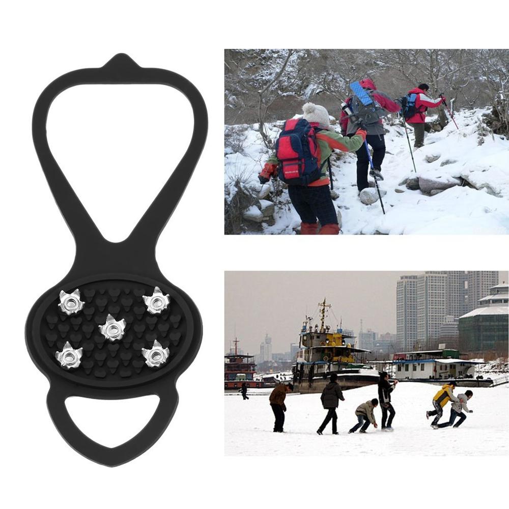 Offre Spéciale 1 paire Marcher Taquet Pince À Glace Anti-dérapant Glace Neige Chaussure De Marche Spike Poignée Camping Escalade Glace Crampon Glace