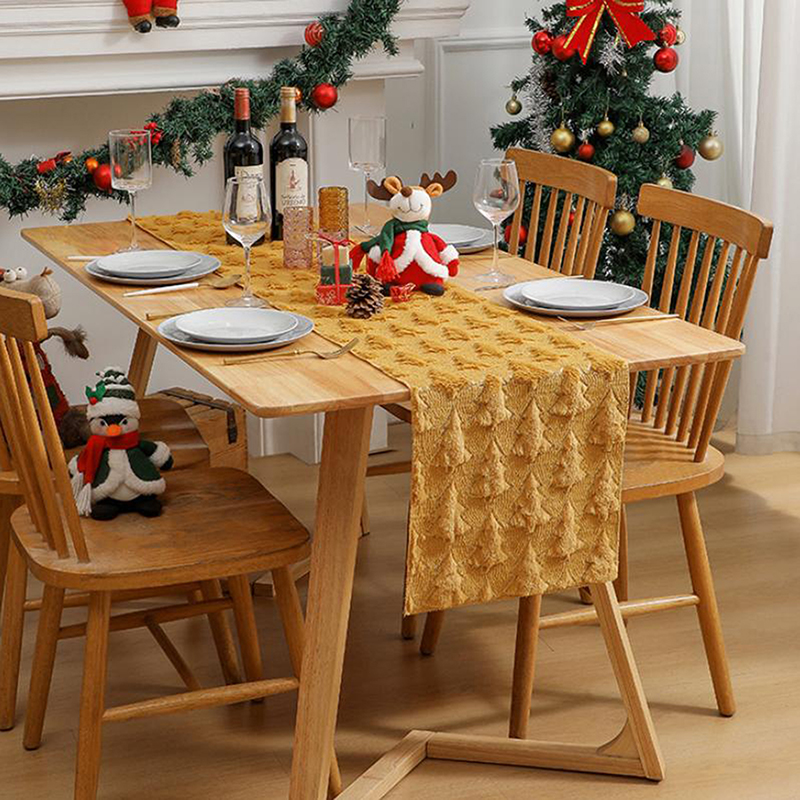 ​ kerstbomen zachte pluche tafelloper voor binnen buiten thuis party decor keuken eettafel.