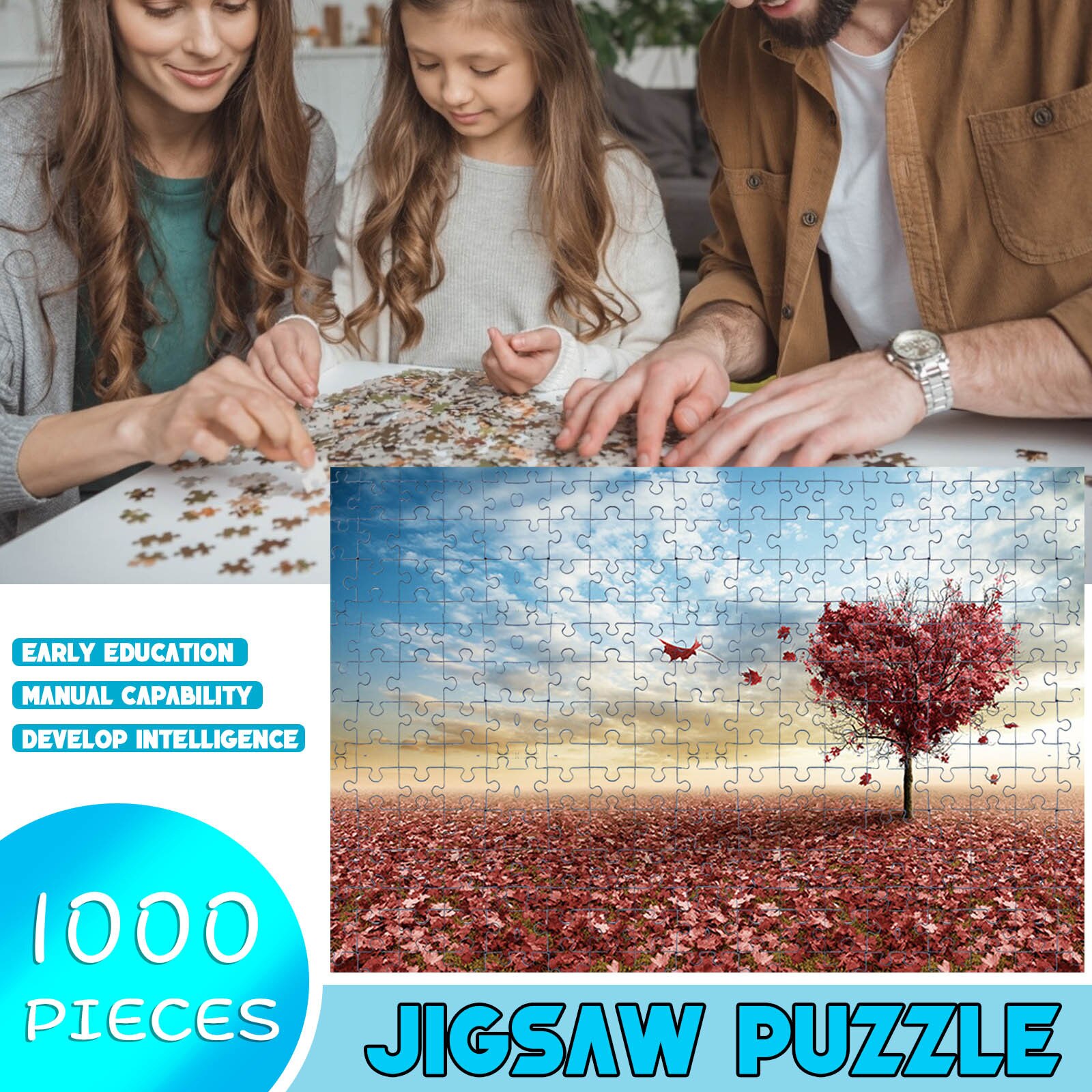 Legpuzzels 1000 Stuks Puzzel Game Houten Speelgoed Assembleren Olieverf Landschap Puzzels Voor Volwassenen Release Druk