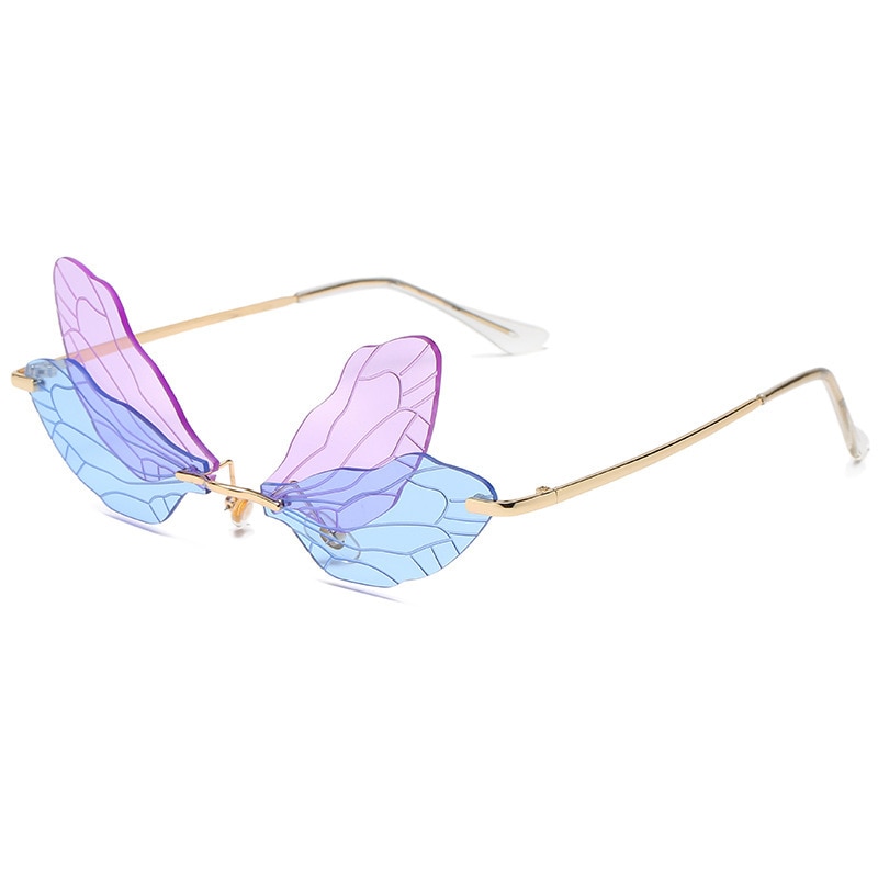Dames zonnebril zonder montuur, vintage libelle, steampunk zonnebril, heren montuurloos, gradiënt, heldere glazen, zonnebrillen, oculos