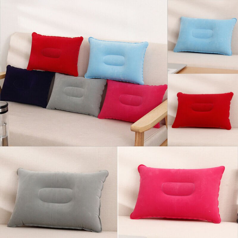 Comfortabele Mini Opblaasbare Lucht Kussen Draagbare Kussen Bed Reizen Wandelen Rest Effen Kleur