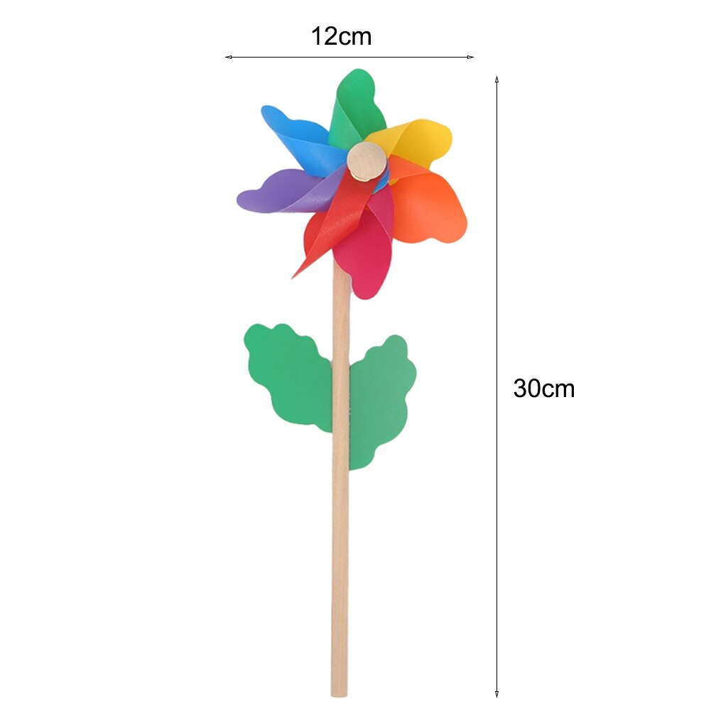 5 Stks/set Wind Spinner Eenvoudige Vier Kleuren Windmolen Pinwheel Houten Paal Tuin Decoratie Kids Kinderen Speelgoed Wiel 12Cm Outdoor