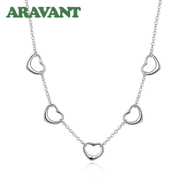 925 Silver Chain Heart Choker Necklace For Women Wedding Jewelry