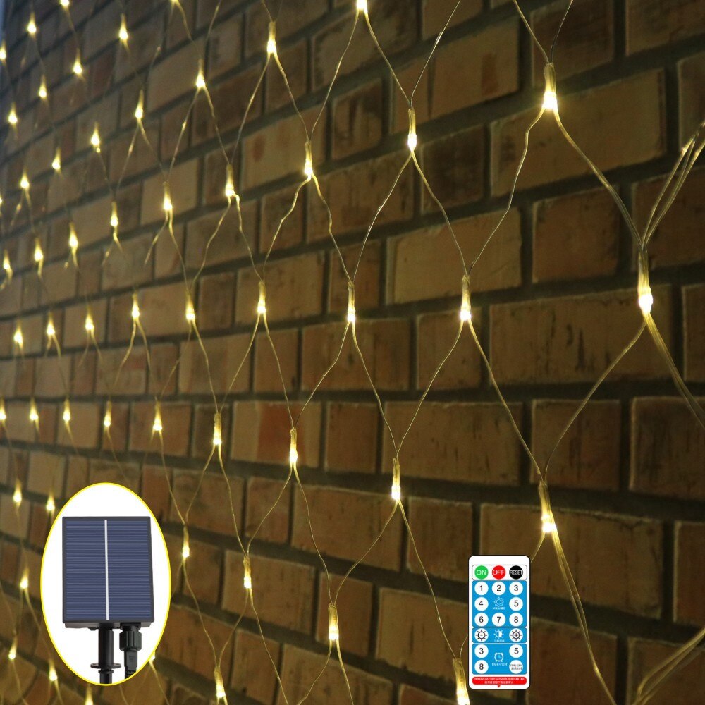 3X2M AC220V/Solar Led Net Mesh String Light Outdoor Tuin Gordijn Fee Garland Voor Kerstmis Nieuwjaar Wedding party