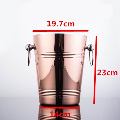 Stainless Steel wine ice Bucket Chiller golden Wine Bottle Cooler Champagne Beer Chiller Ice Barrel Silver Gold whiskey rack: 5L Rose Gold 19.7cm