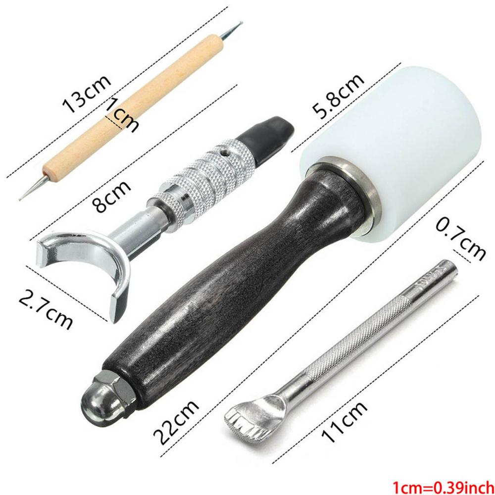 25 st läder präglingsverktyg manuell hantverkssats kit olika form stämplar set sadel gör diy punch trä hammare fasning