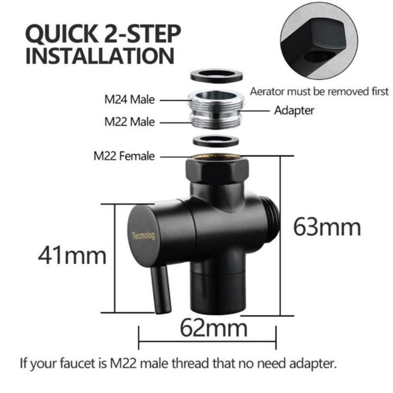 Brass Sink Diverter Faucet Splitter for Kitchen or Bathroom,Faucet Adapter 3 Way Valve,Sink Faucet Replacement Part M22 X M24