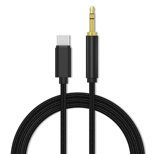 Tipo C a 3,5mm Aux toma de Cable Audio adaptador de Cable para altavoces de coche tipo-C a 3,5 accesorios de teléfono adaptador USBC Línea alámbrica: Black