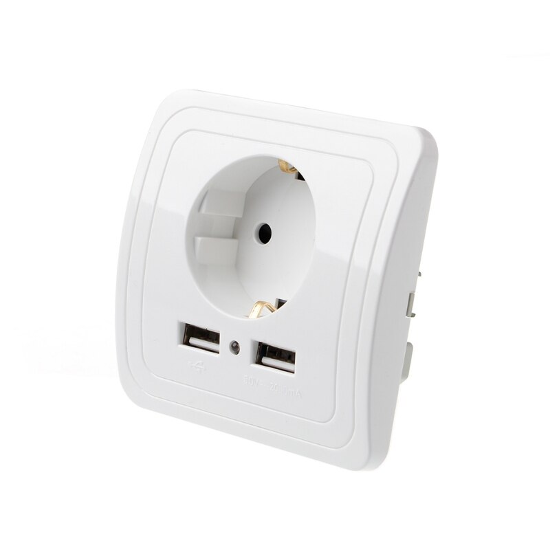 Dual USB Port 5V 2A Electric Wall Charger Adapter EU Plug Socket Switch Power Charging Outlet