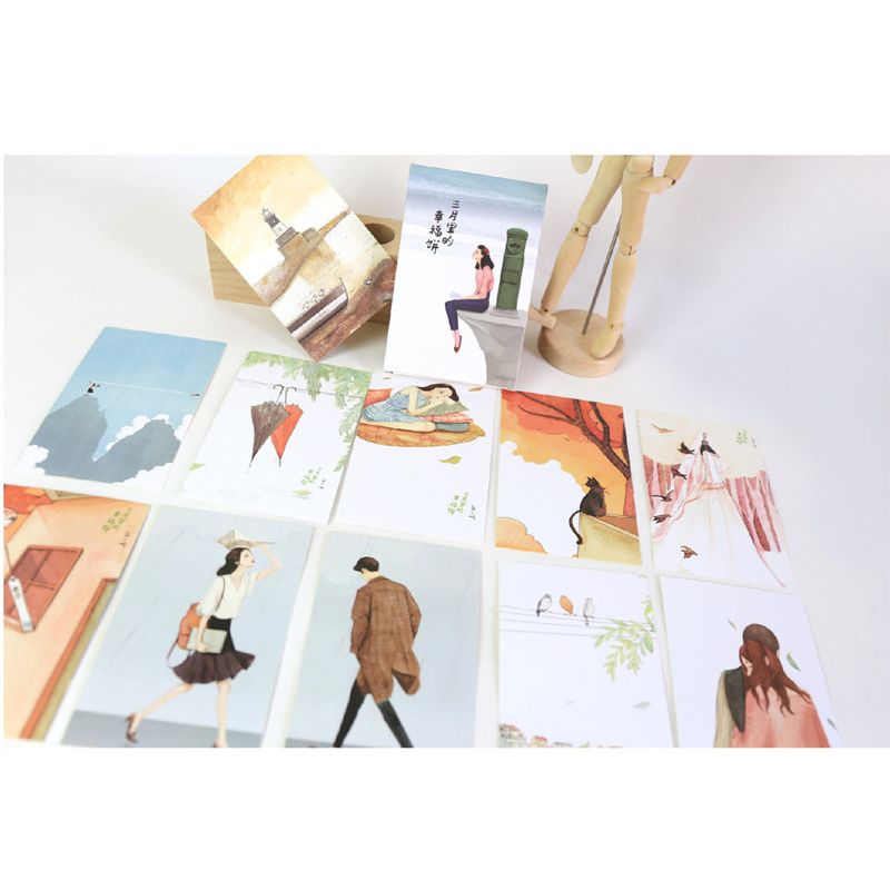 30 hojas/caja 14,3*9,3 cm arte mensaje postal tarjeta papelería creativa escritura tarjetas postales de