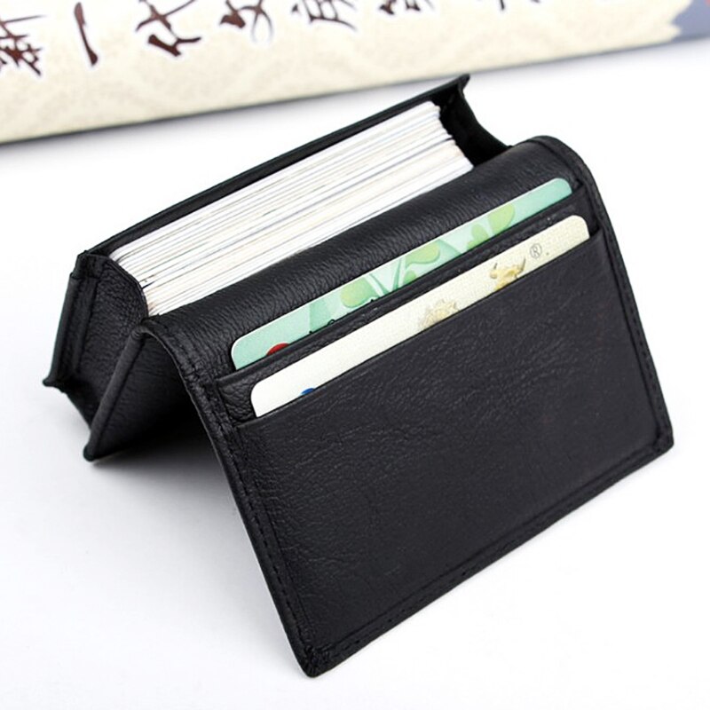 Hommes en cuir noir extensible carte de crédit ID porte-cartes de visite étui portefeuille M6CC