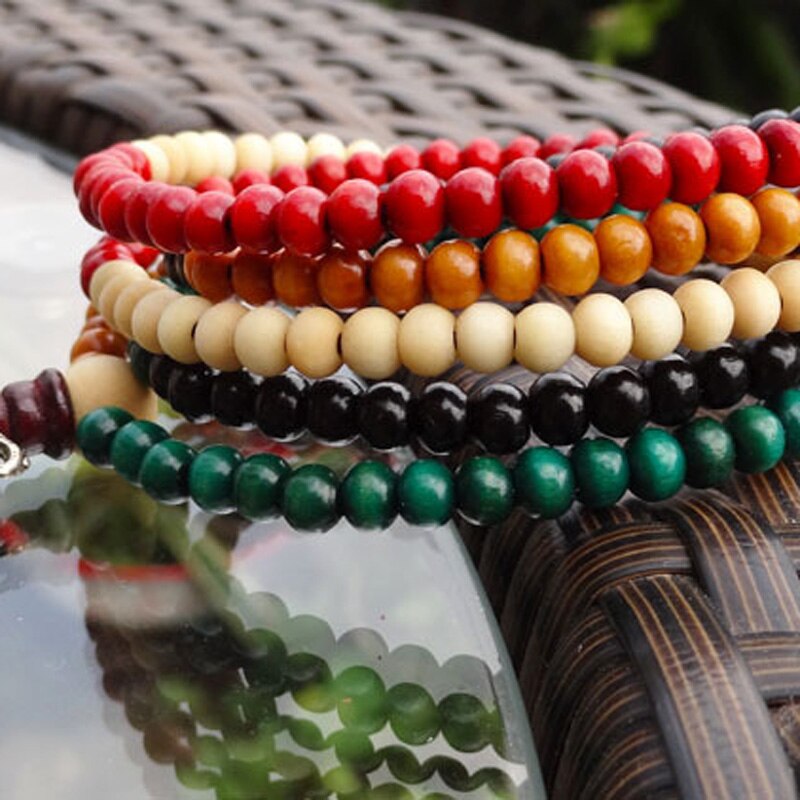 Ethnische stil 216 perlen 6mm natürliche bunte sandelholz Buddhistischen meditation bead armband sandelholz rosenkranz damen armband