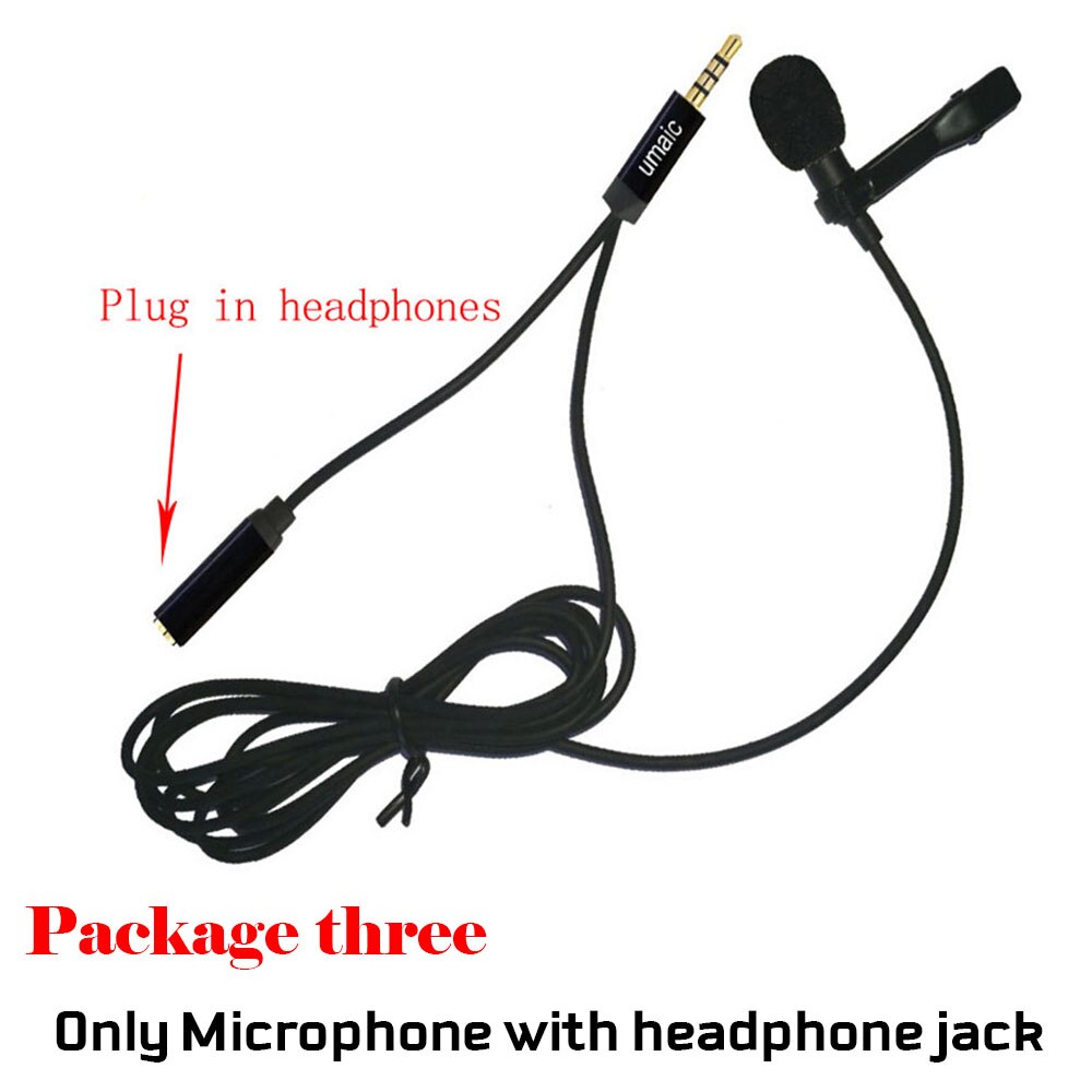 Micrófono portátil de solapa con Clip, Mini condensador con cable, manos libres, conector de 3,5mm, para Iphone, SamsungXiaomi, portátil: Package 3 Black