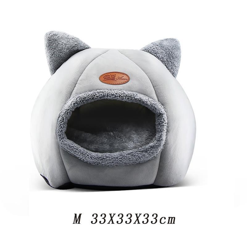 Cama cómoda para mascotas, cesta con alfombrilla pequeña para dormir profundamente en invierno, productos para casa de gatos, tienda de campaña para mascotas, cueva acogedora, camas para gatos para interiores, 2022: C-33X33X33cm