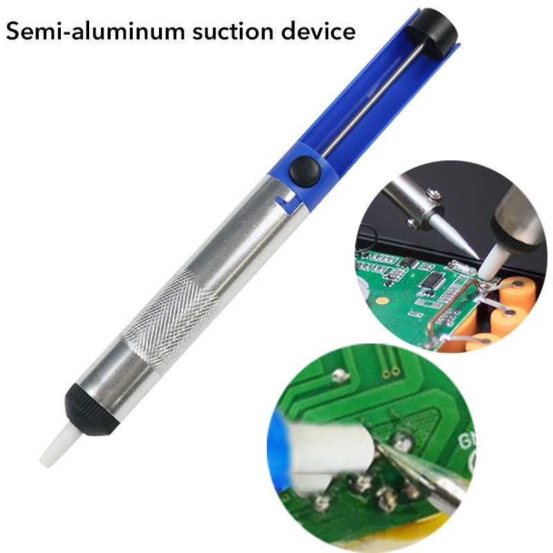 1Pcs Semi Aluminium Metal Desoldering Pump Tool Blue Durable Removal Device Vacuum Soldering Iron Desolder Hand Welding Tools