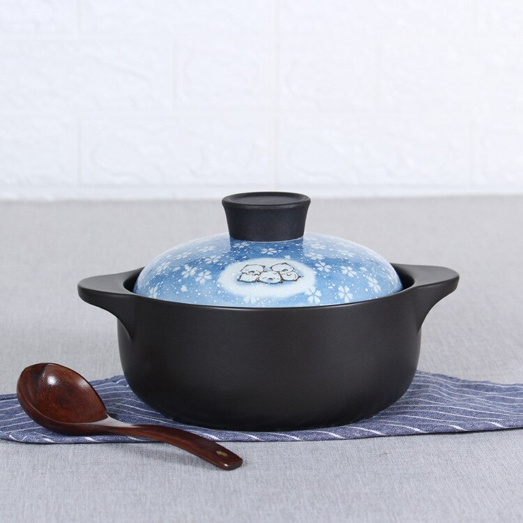 Cazuela de cerámica de varios tamaños japonesa, olla para sopa de cerdo de dibujos animados, resistente al calor, para el hogar: 1.5L Style A