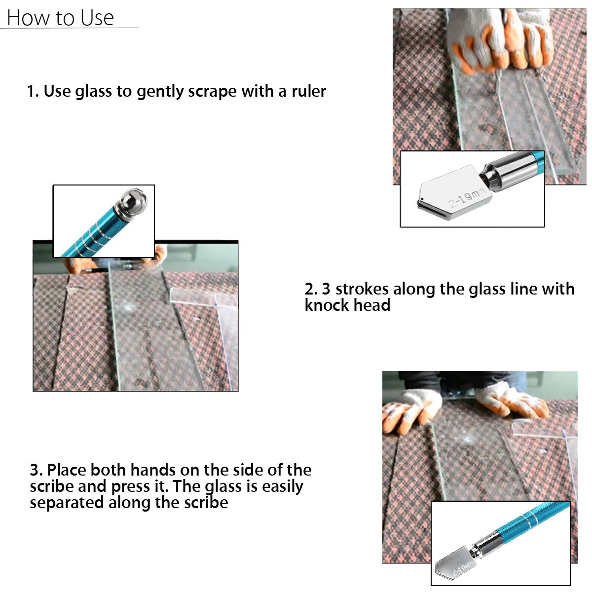 Glass Cutter Diamond Tipped DIY Glass Cutting Tool Glass Cutter Antislip Metal Handle 180mm for Hand Tool Glass Cutting DIY Tool