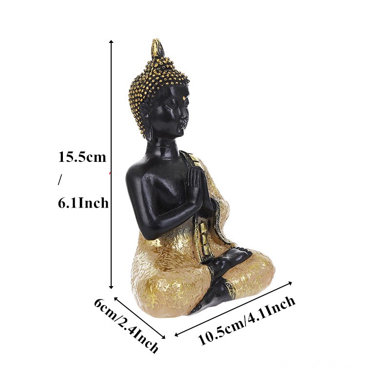 Vilead harts thailand buddha staty fengshui indien religiös buddhism skulptur hindu svart buddha statyetter heminredning: Svart buddha -5