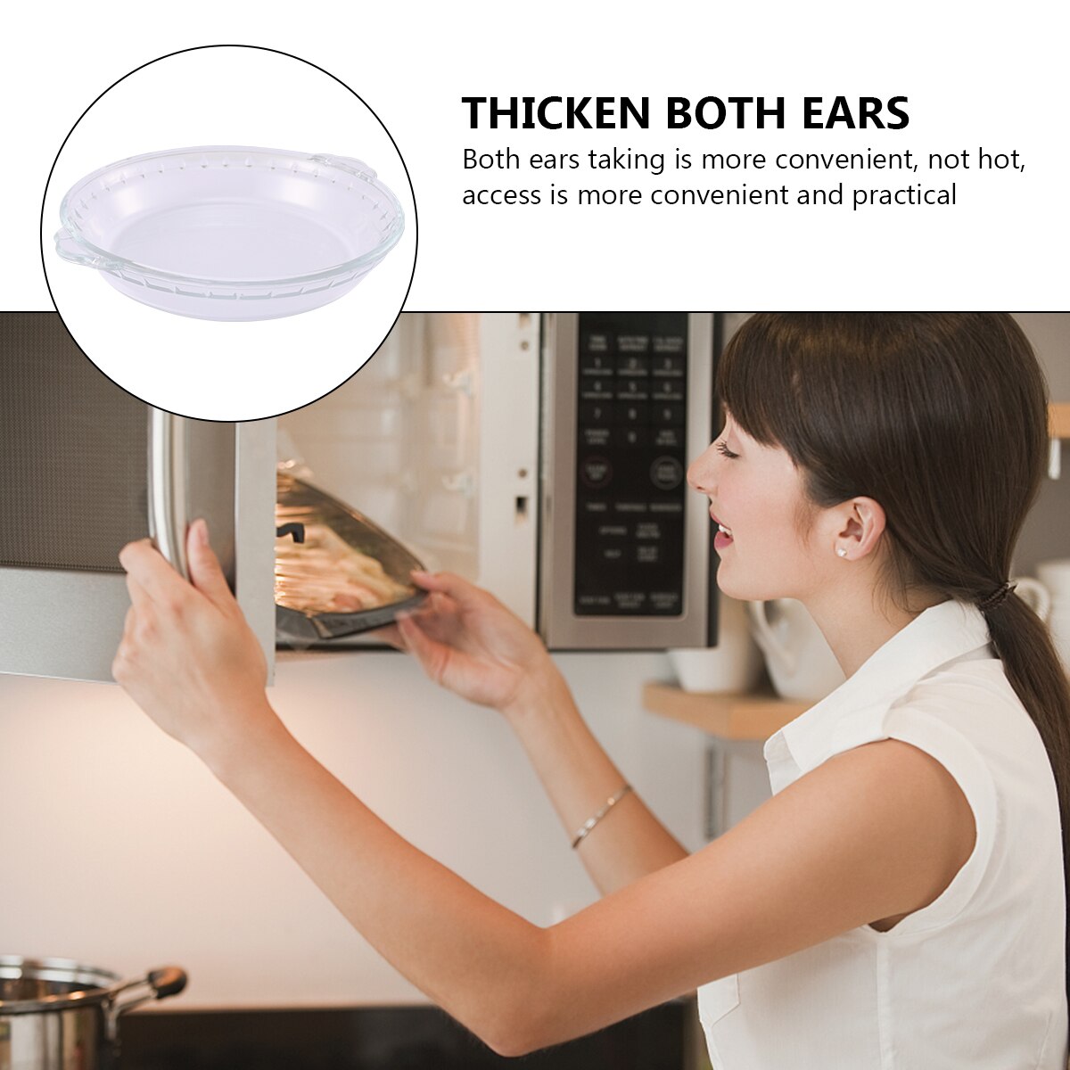 1 Pc Pie Pan Glass Pie Plate Heat-resistant Transparent Pie Dish Glass Bakeware for Household Kitchen