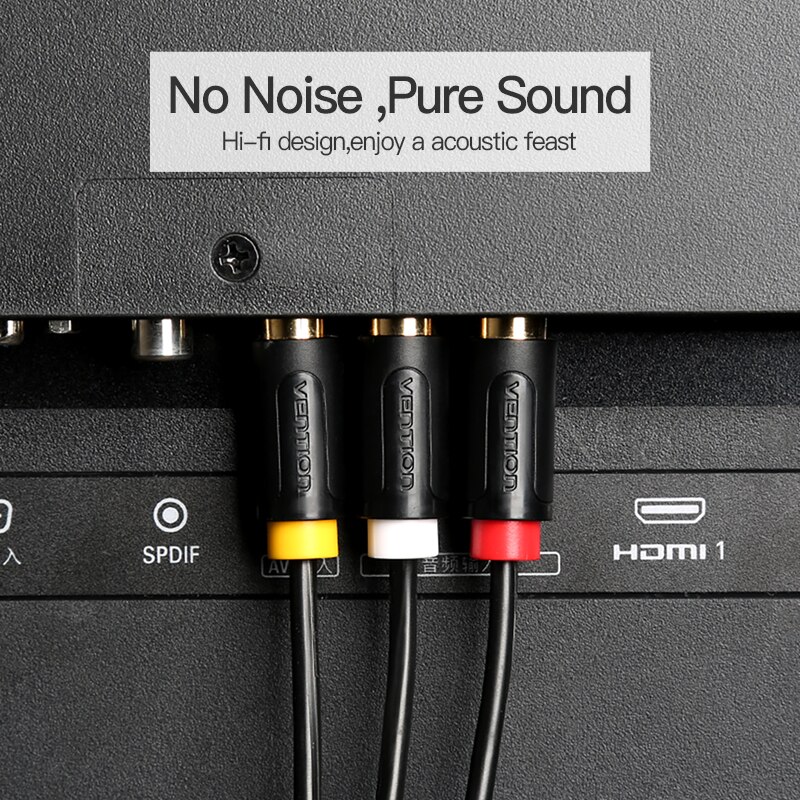Vention 3RCA do 3 RCA Kabel audio-wideo męski do męskiego AV Pozłacany do STB DVD TV VCD Blueplayer Wzmacniacz Kabel RCA Jack