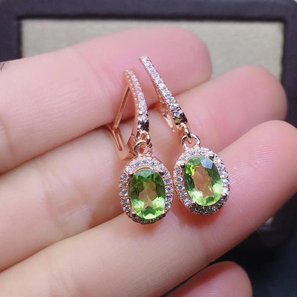 Kjjeaxcmy fine jewelry 925 prata esterlina incrustada natural peridot moda colar anel brinco terno apoio detecção de luxo