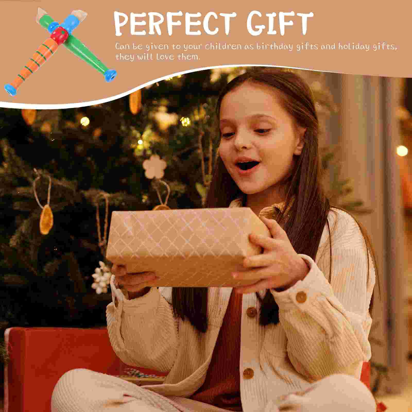 2Pcs Wooden Flute Cartoon Flute Musical Flute Blowing for Kids School Home