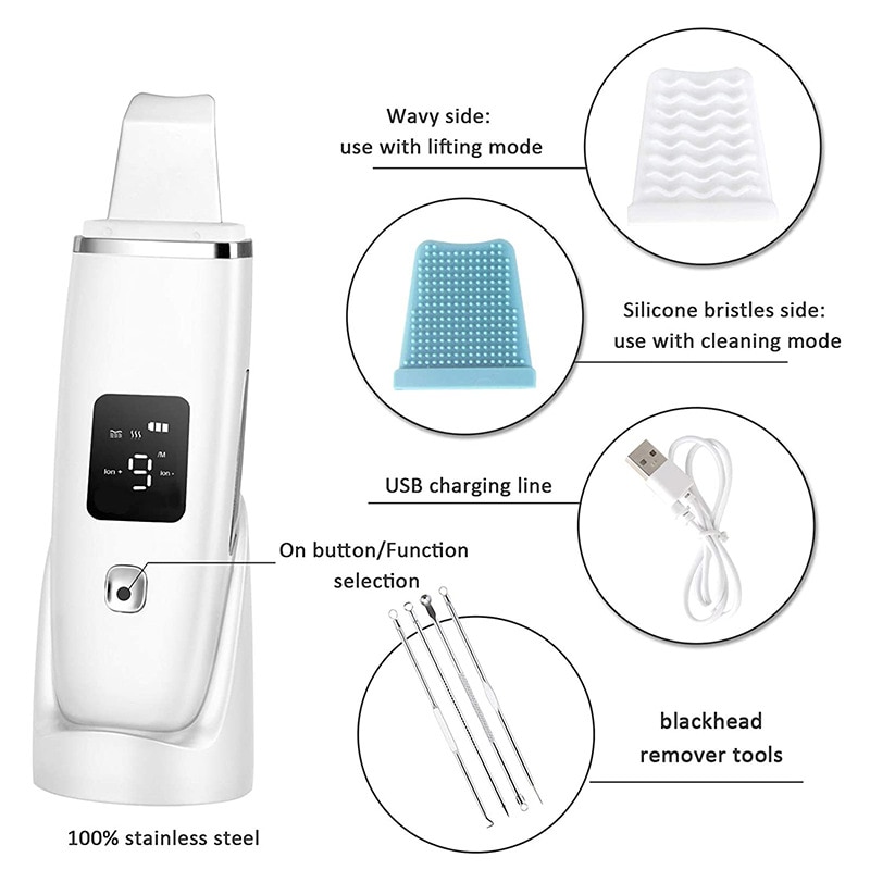 Facial Skin Exfoliator Device Face Lifting Tool EMS Ion Ultrasonic Skin Scrubber Peeling Beauty Machine